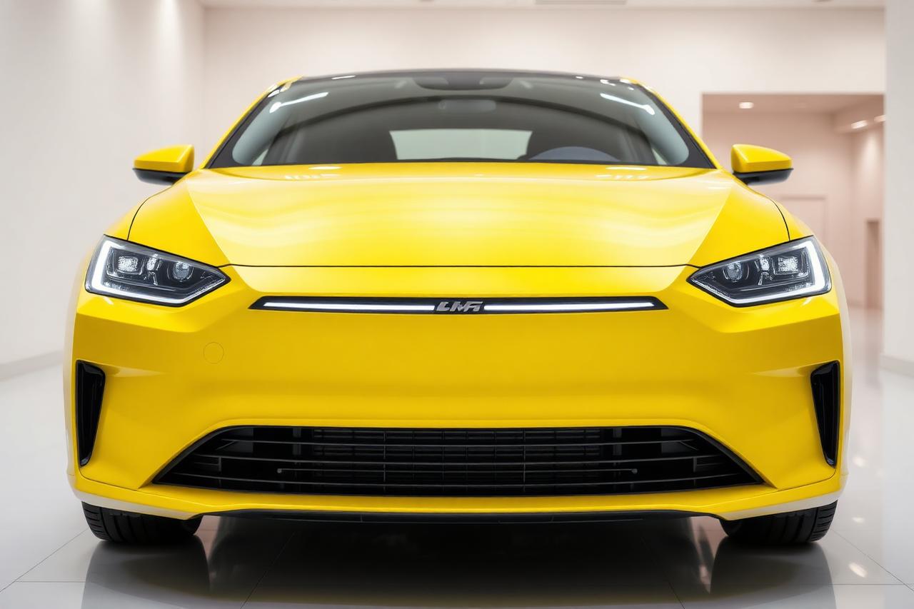 Tesla jaune — Édition Solar — Le devant