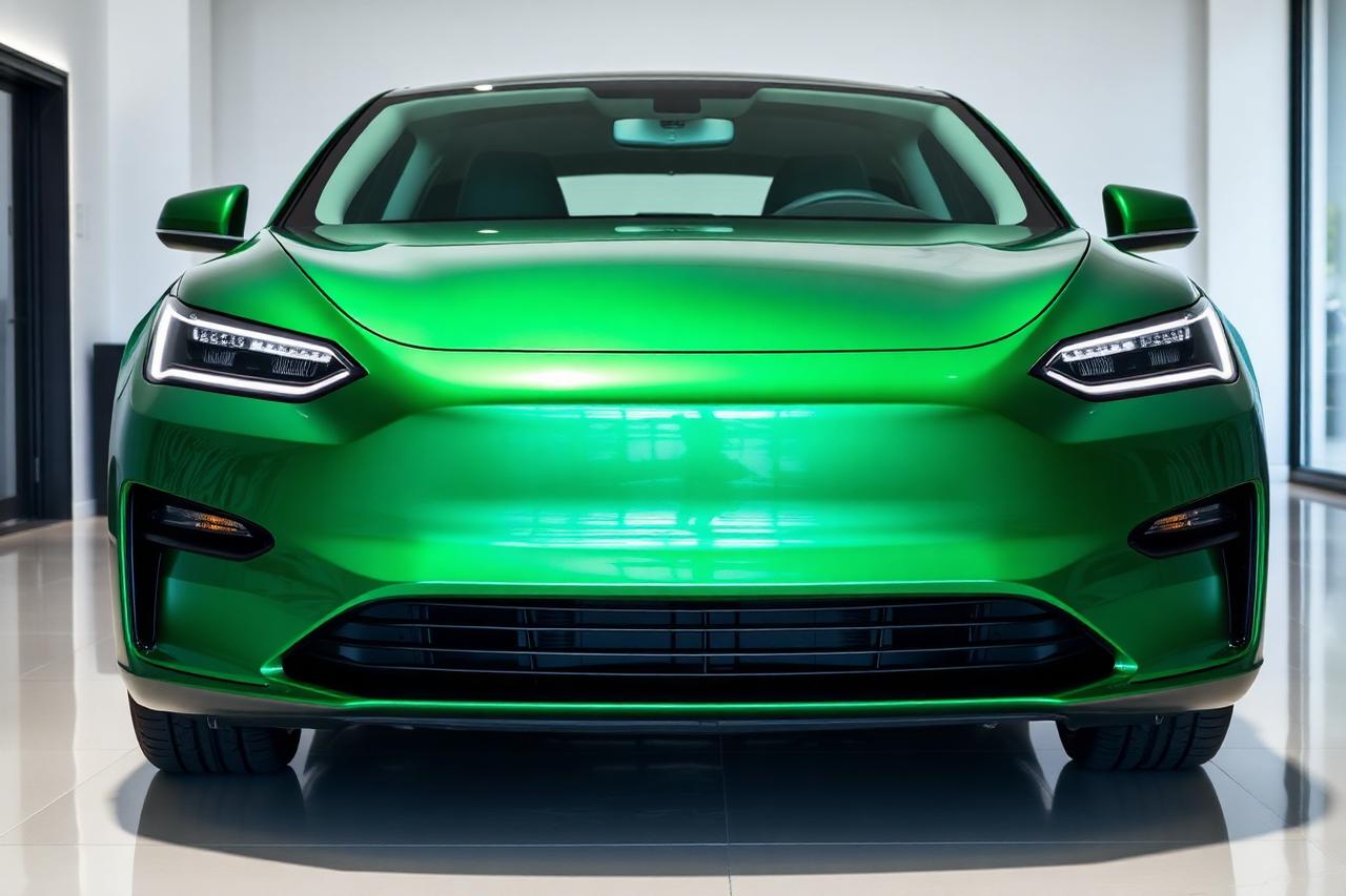Tesla verte — Édition Électrique — Le devant